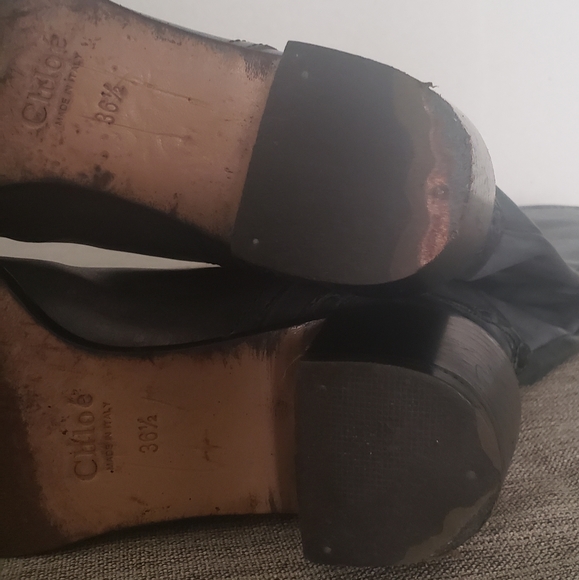 Chloe Steel Gray Mid Calf Leather Riding Boots - Picture 13 of 13